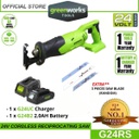 Greenworks G24RS 24V Cordless Reciprocating Saw (With 2AH Battery &amp; Charger)