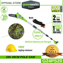 Greenworks G24PS20 24V 20CM Cordless Pole Saw (Without Battery &amp; Charger)