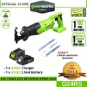 Greenworks G24RS 24V Cordless Reciprocating Saw (With 2AH Battery &amp; Charger)
