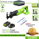 Greenworks G24RS 24V Cordless Reciprocating Saw (With 4AH Battery &amp; Charger)