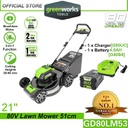 Greenworks GD80LM53 80V 21&quot; Cordless Lawn Mower (With 4AH Battery &amp; Charger)