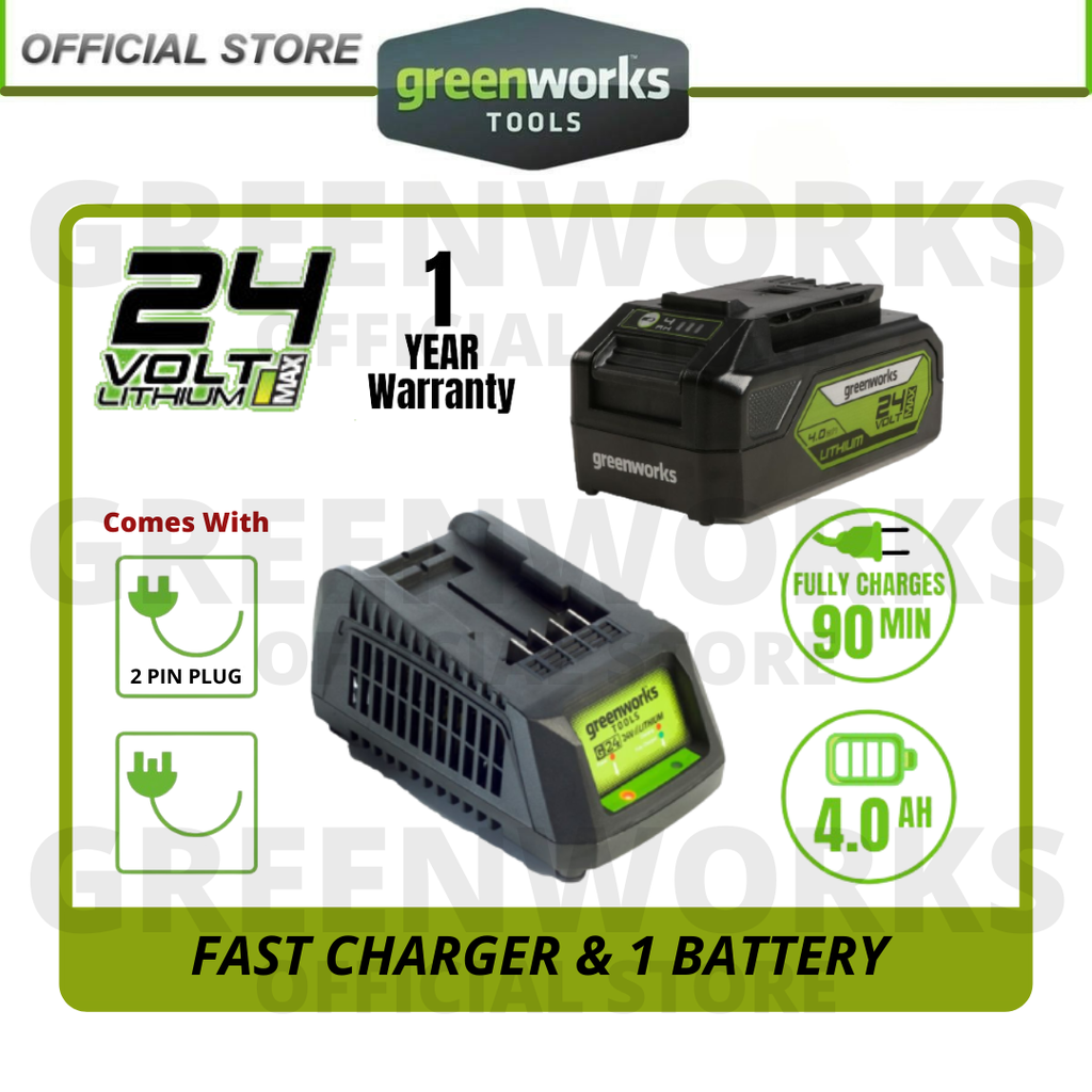 Greenworks G24UC 24V Charger with 1pc 4.0Ah Battery