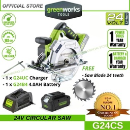 Greenworks G24CS 24V Cordless Circular Saw(With 4AH Battery &amp; Charger)