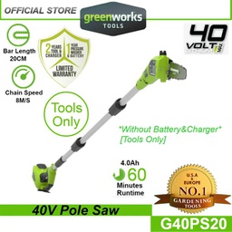 Greenworks G40PS20 40V Pole Saw (Without Battery &amp; Charger)