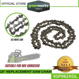 18&quot; Replacement Saw Chain 91P062XGL For Greenworks 80V GD80CS50 Cordless Chain Saw