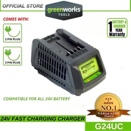 Greenworks Perceuse à percussion sans fil GD24SDS2 Tools Chargeur de batterie G24C Tools Batterie G24B4 2ème génération 